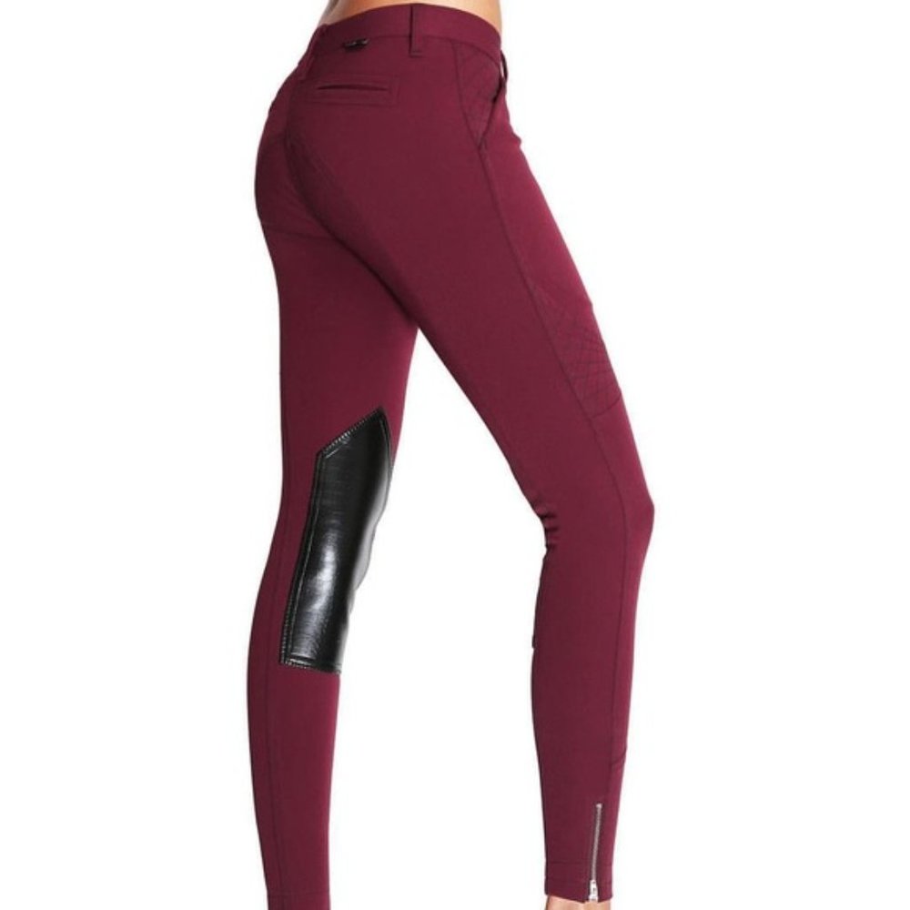 GhoDho Victoria Leather Crocodile Knee Patch Breeches Maroon Size 28